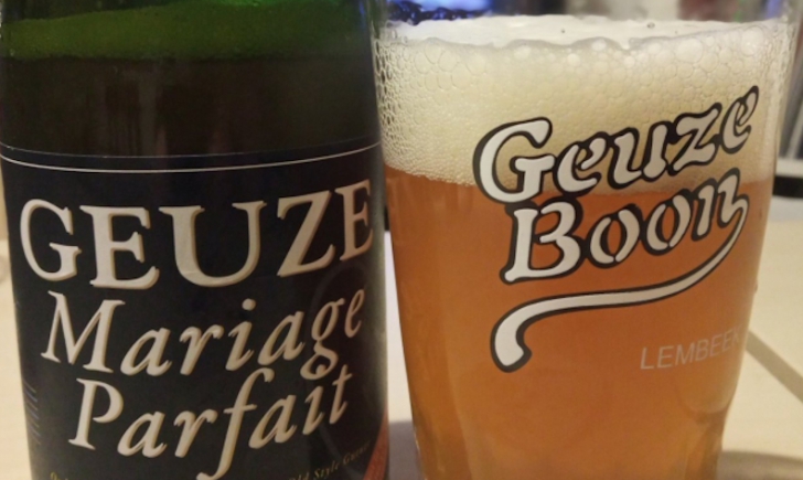 Geuze Mariage Parfait close-up van fles en glas